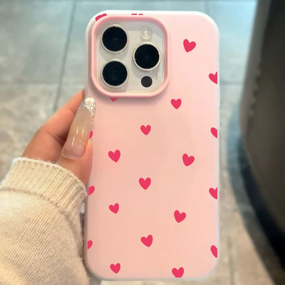 Red Love Heart Pattern Phone Case For Redmi 12 13C 14C 15C 5G 13 14 For Xiaomi Redmi Note 12 11 1014 13 Pro 4G Shockproof Cover