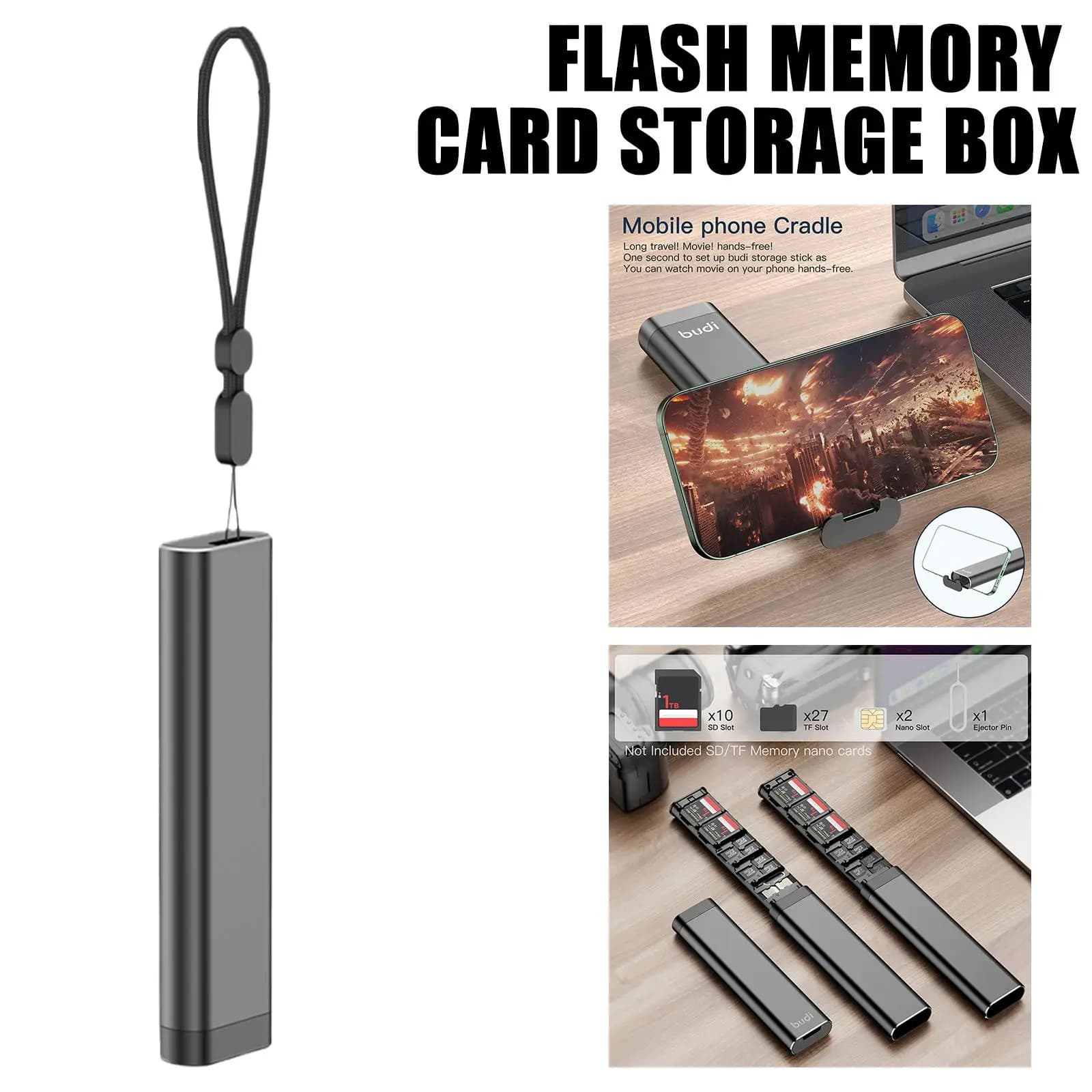 Per BUDI Adattatore intelligente multifunzione Scatola cavo dati di archiviazione Scheda TF Scheda SIM Lettore di schede di memoria USB Multi-cavo per iPhone