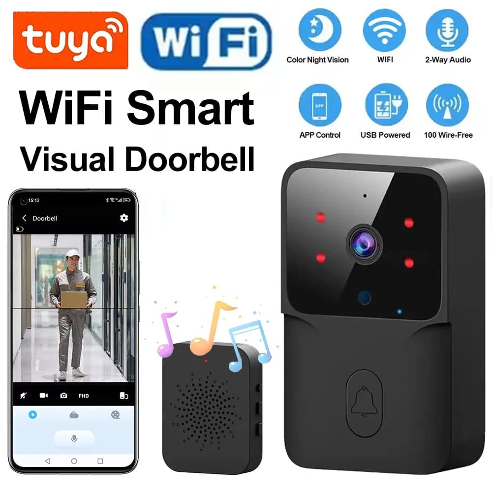 Tuya Video visivo Campanello intelligente Telecamera per visione notturna HD wireless Sicurezza Smart Home Campanello WiFi Citofono bidirezionale Cambio vocale