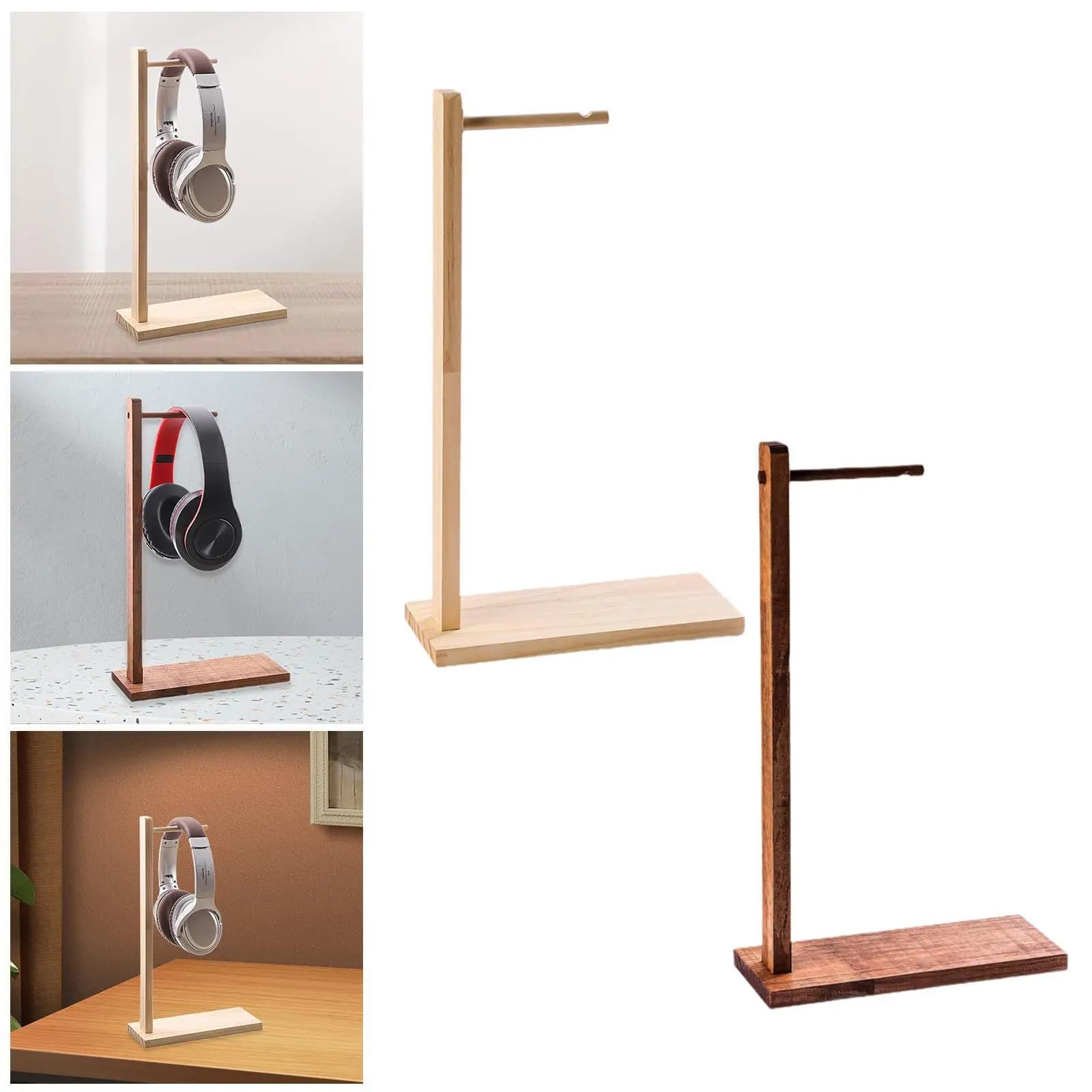 Supporto per cuffie in legno da scrivania, supporto a fila singola per cuffie