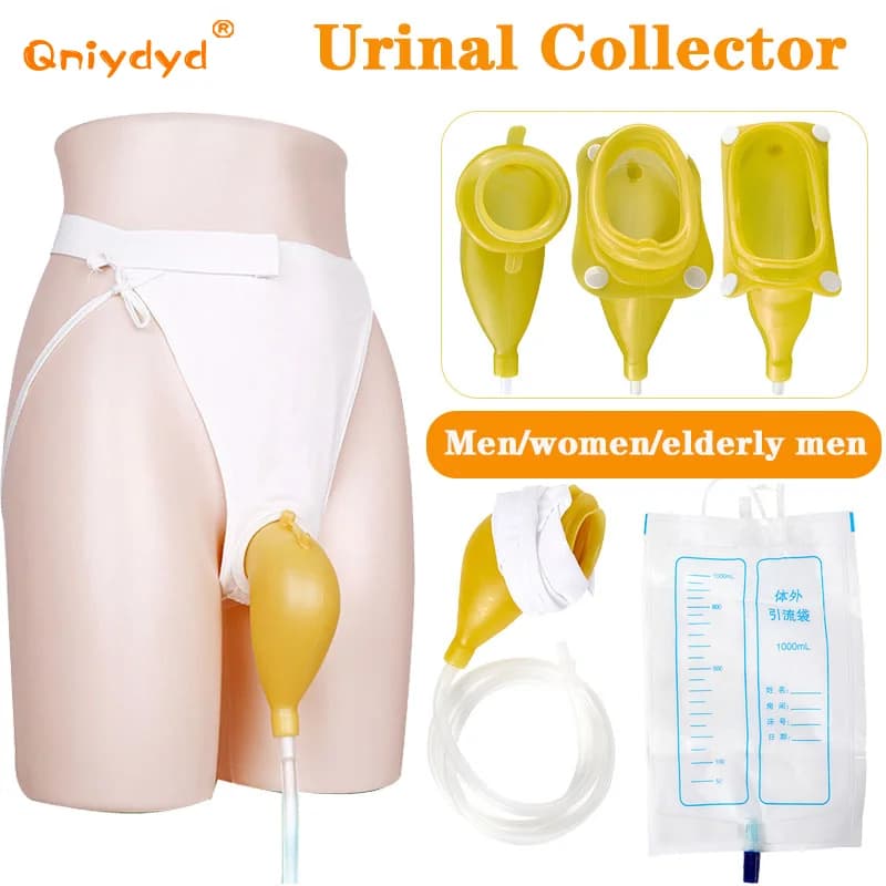Pantaloni per incontinenza urinaria indossabili da collezione di urina in silicone riutilizzabili e regolabili per uomo e donna