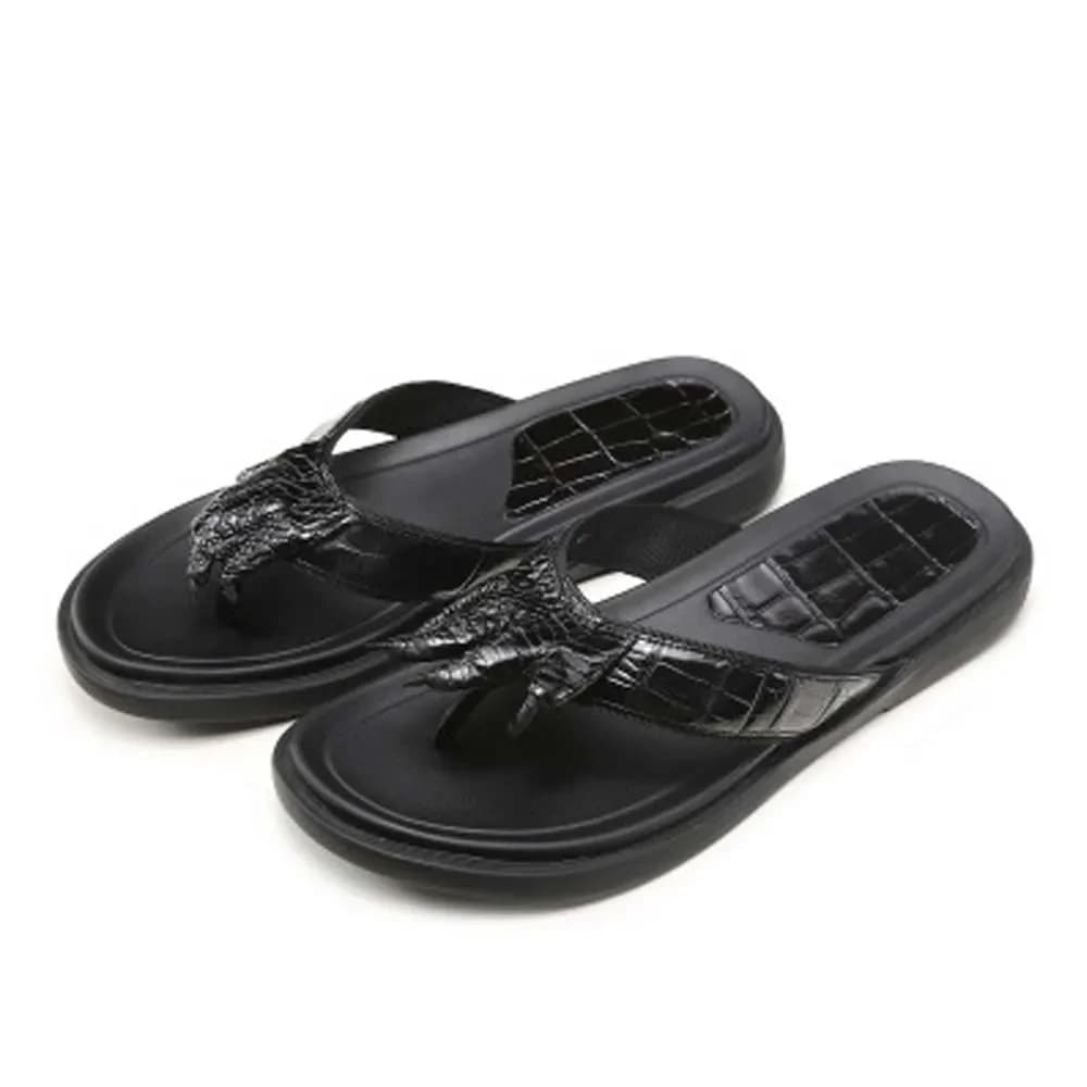 linshe nuove pantofole in coccodrillo infradito per il tempo libero maschile scarpe da spiaggia maschili antiscivolo Indossa pantofole da uomo esterne