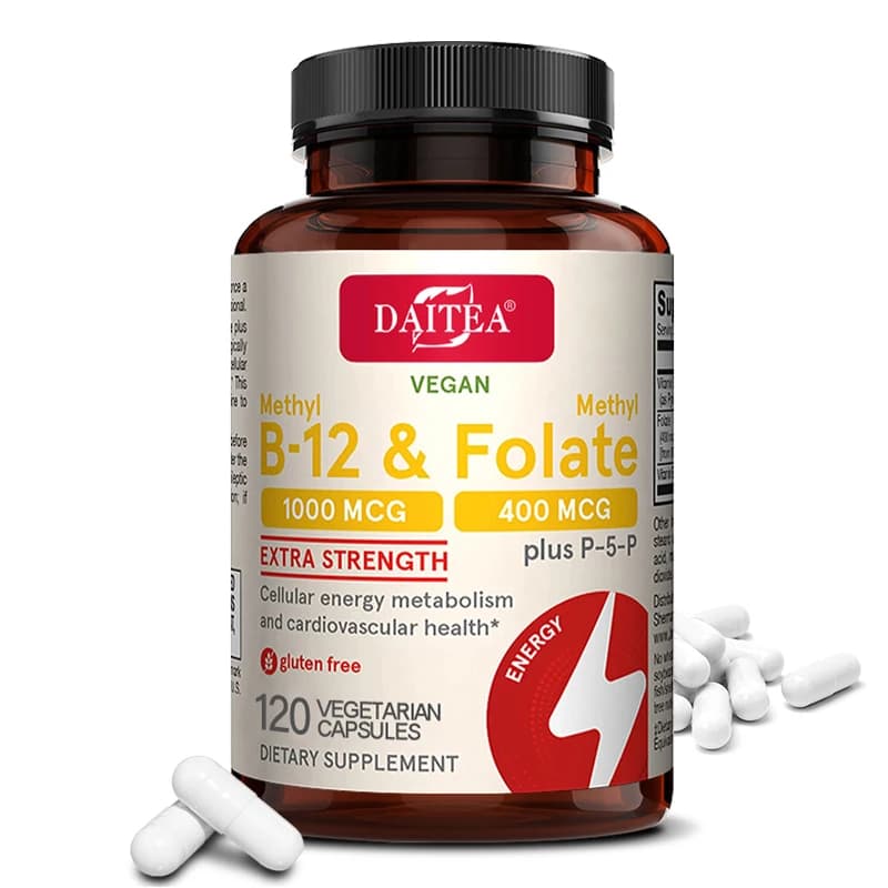 Folic acid supplement: contains vitamin B6, B12, promotes heart health, nervous system health, energy and immunity