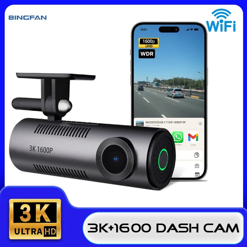 Dash Cam 4K UHD with Recording, Car Camera DVR, Integrated Wi-Fi, Night Vision, Video Recorder, Monitoring Parking 24H, Loop Registration, HDR
