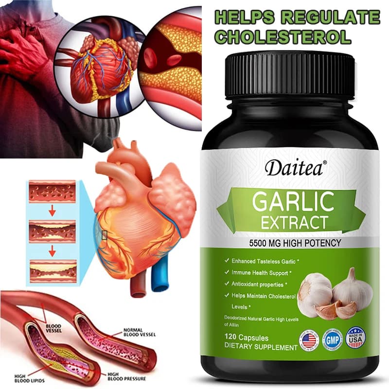 Odorless Garlic Extract Capsules 4000mg, High Potency, Heart & Cardiovascular Support, Immune Boost & Antioxidant, Non-GMO
