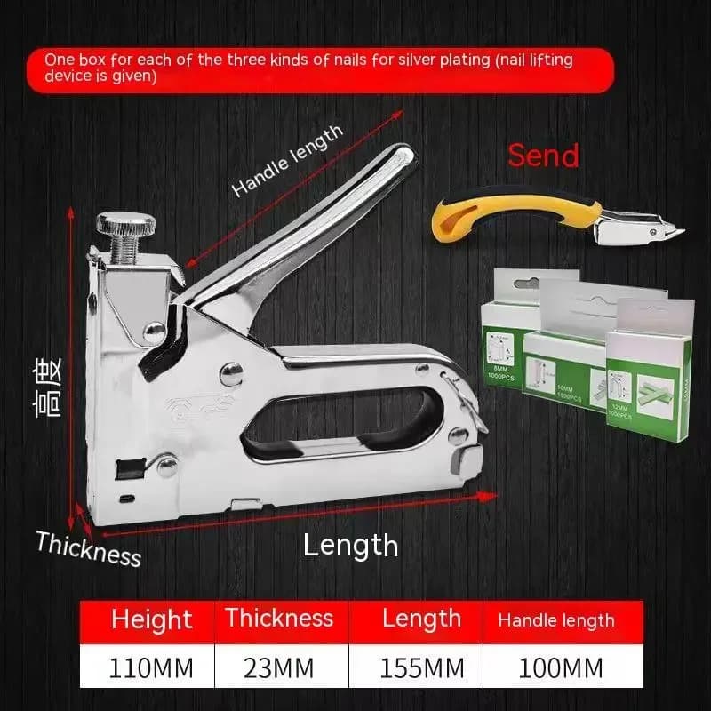 Pistola per punti metallici per impieghi gravosi, pistola per cucitrice 3 in 1 con 3000 graffette, pistola per cucitrice manuale con regolazione della potenza Brad Nailer