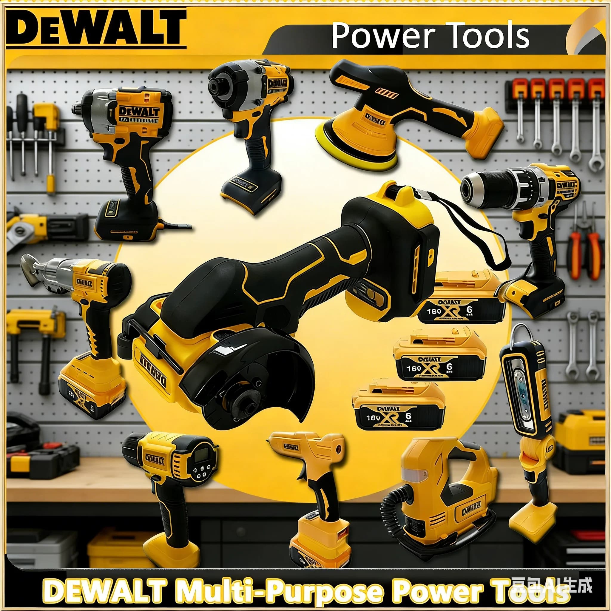 Utensili Elettrici Multifunzione DeWalt 20V: Smerigliatrice Angolare Senza Fili Brushless, Troncatrice, Avvitatore Elettrico, Lucidatrice, Pompa ad Aria, Pistola Termica
