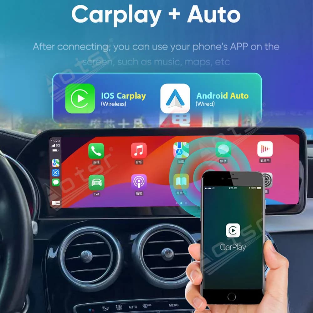 Android 13 Car Radio 2Din For Mercedes-Benz C/GLC/V W205 2015 - 2018 Stereo Recevier Autoradio Multimedia Video Player GPS Navi