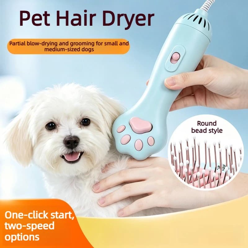 2-In-1 Pet Blunt Comb Low Noise Dog Hair Dryers Comb Brush Portable Grooming Tool Kitten Cat Hair Puppy Fur Blower Hair Dryer
