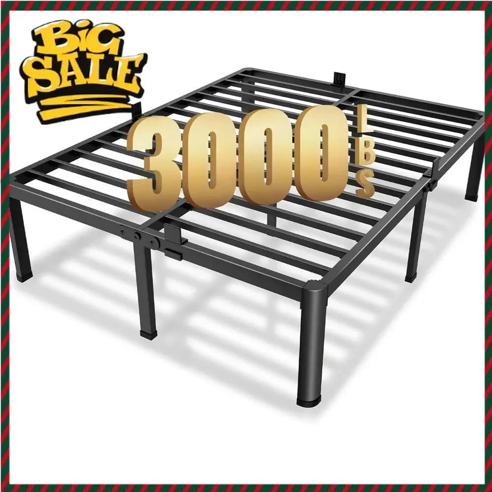 Bestseller: Letto con piattaforma in metallo California King da 14 pollici con gambe rotonde, supporto a doghe in acciaio da 3000 libbre, silenzioso, senza bisogno di rete a molle