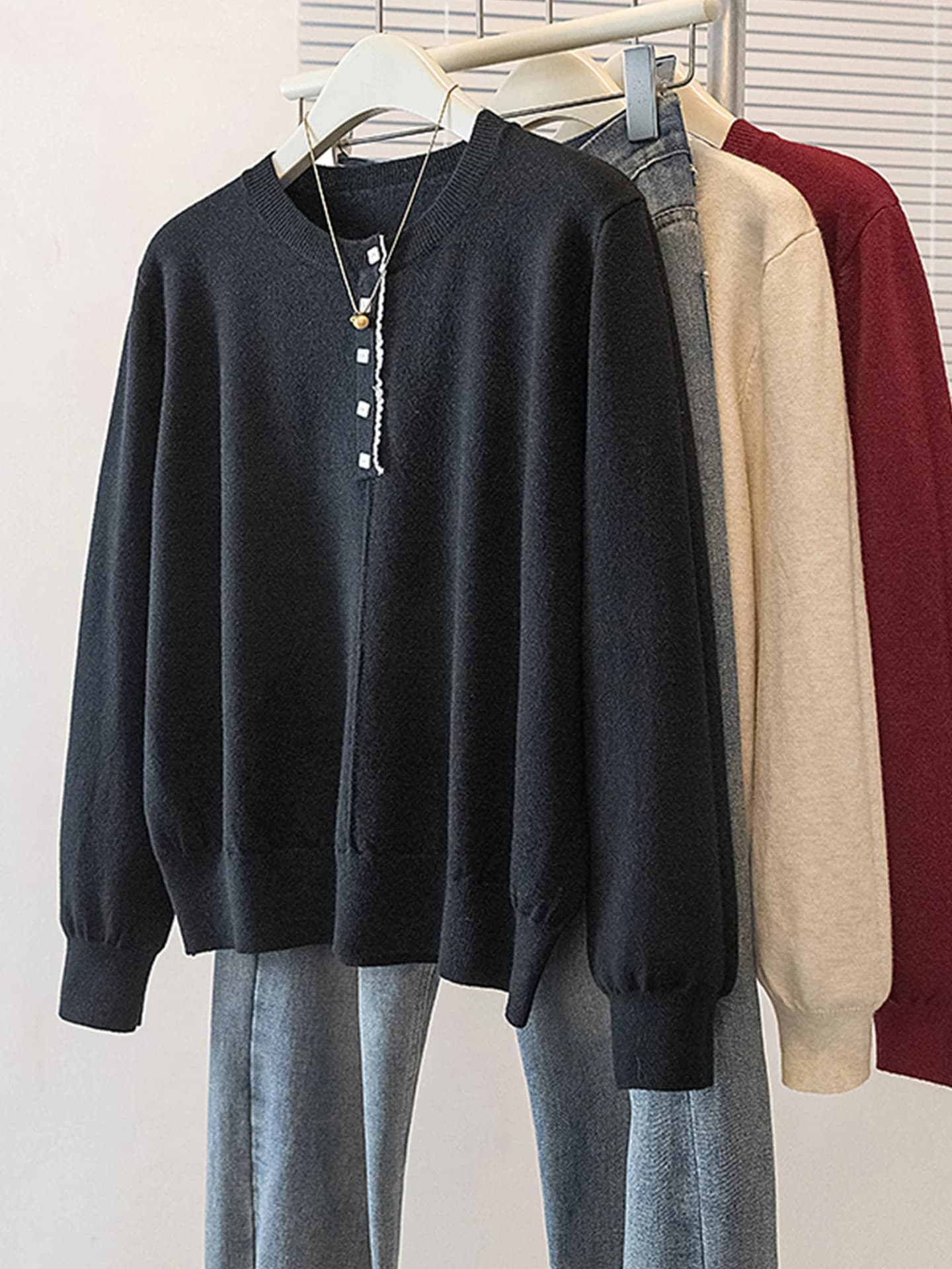 Maglia a maniche lunghe in maglia da donna, taglie forti, primavera autunno inverno, top interno confortevole che nasconde le imperfezioni e snellisce la figura