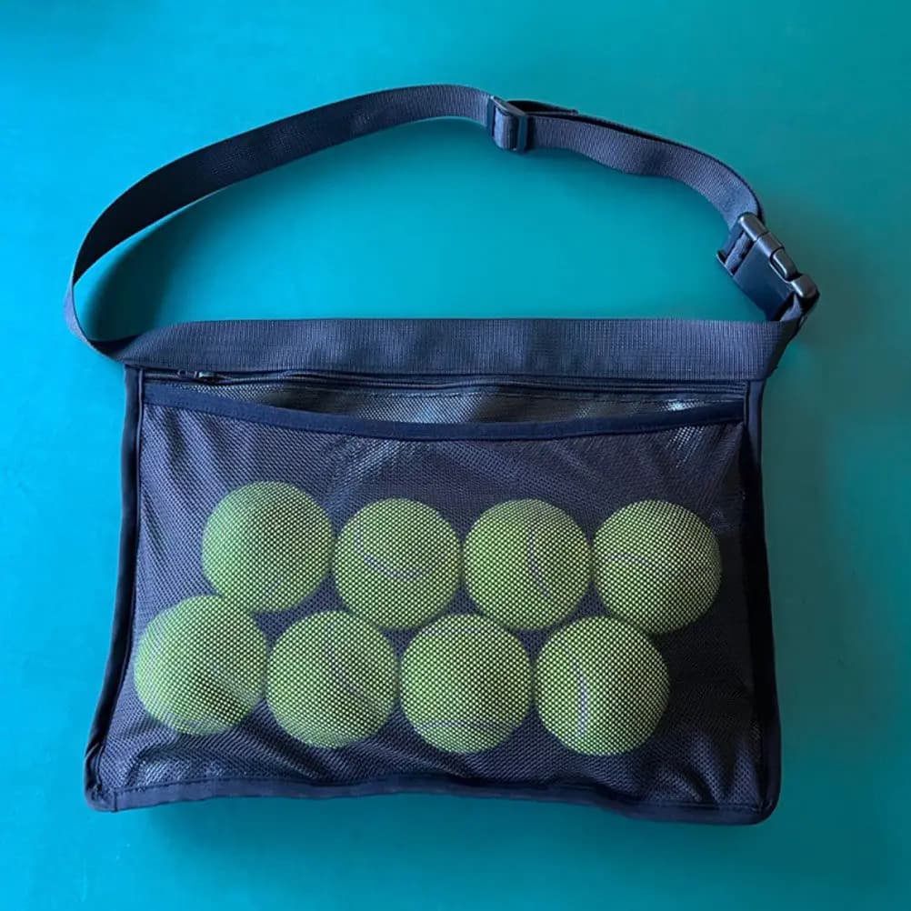 2 Pezzi Sacche a Rete per Palline da Tennis, Marsupi Multifunzione Portatili per Golf, Tennis da Tavolo, Baseball, Badminton, Organizzatore per Palline