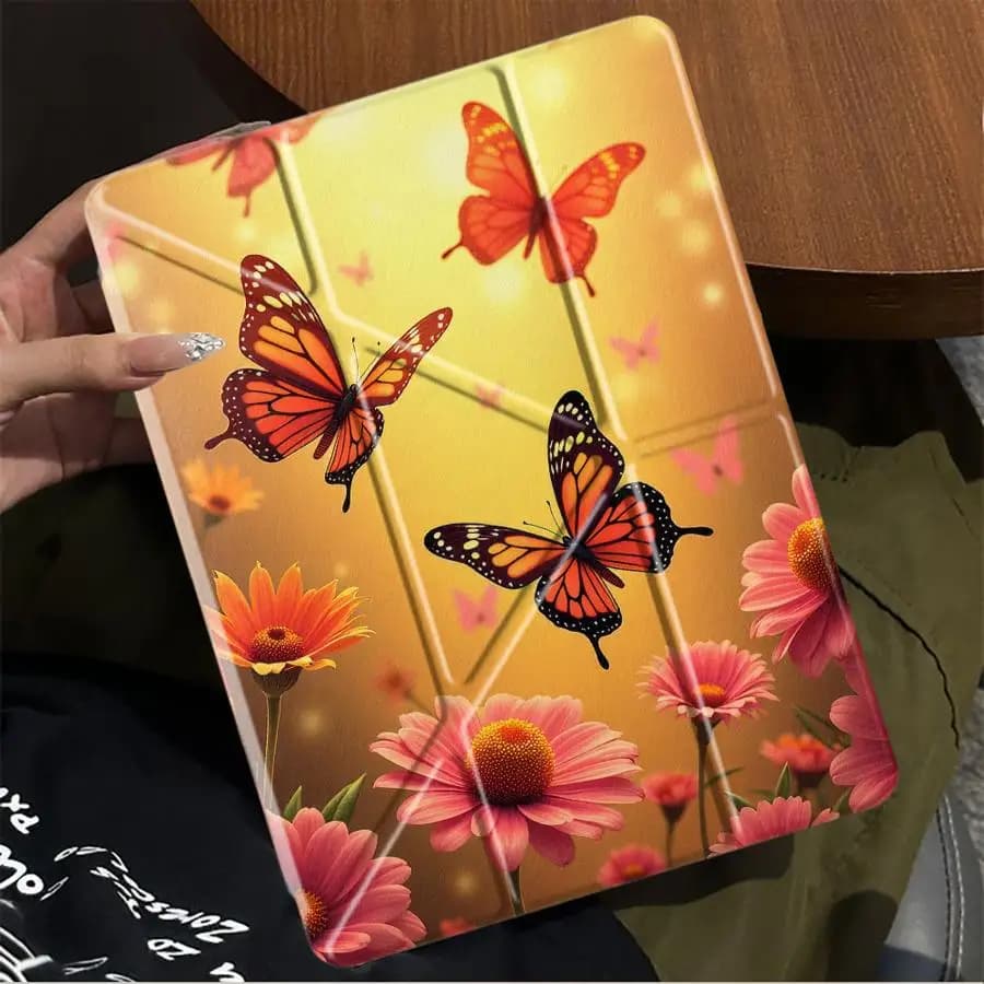 Custodia Protettiva per Tablet iPad Air M2 1 2 M4 Mini 7 6 Air 2025 4 5 M3 Pro 10a 7a 11a 9a 8a Generazione Viola Rosso Farfalla