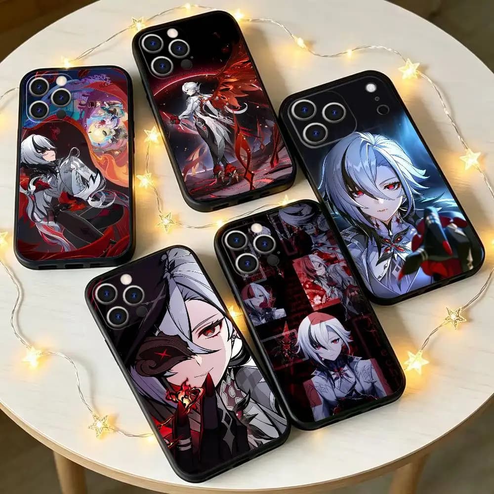 A-Arlecchino The k-Knave Genshin Phone Case For iPhone 17,16,15,14,13,12,11 Plus,Pro Max,XS,Soft Silicone Black Cover