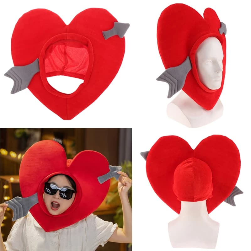 Cappello di Peluche Divertente per San Valentino, Cappello Caldo a Forma di Freccia di Cupido, Cappelli Creativi e Originali per Feste e Cosplay