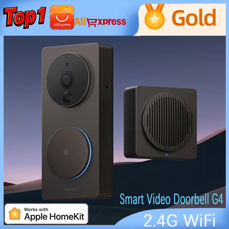 Campanello Video WiFi Intelligente Aqara G4, Campanello Wireless con Telecamera HD 1080P, Allarme IR, Interfono WiFi, Impermeabile con Visione Notturna