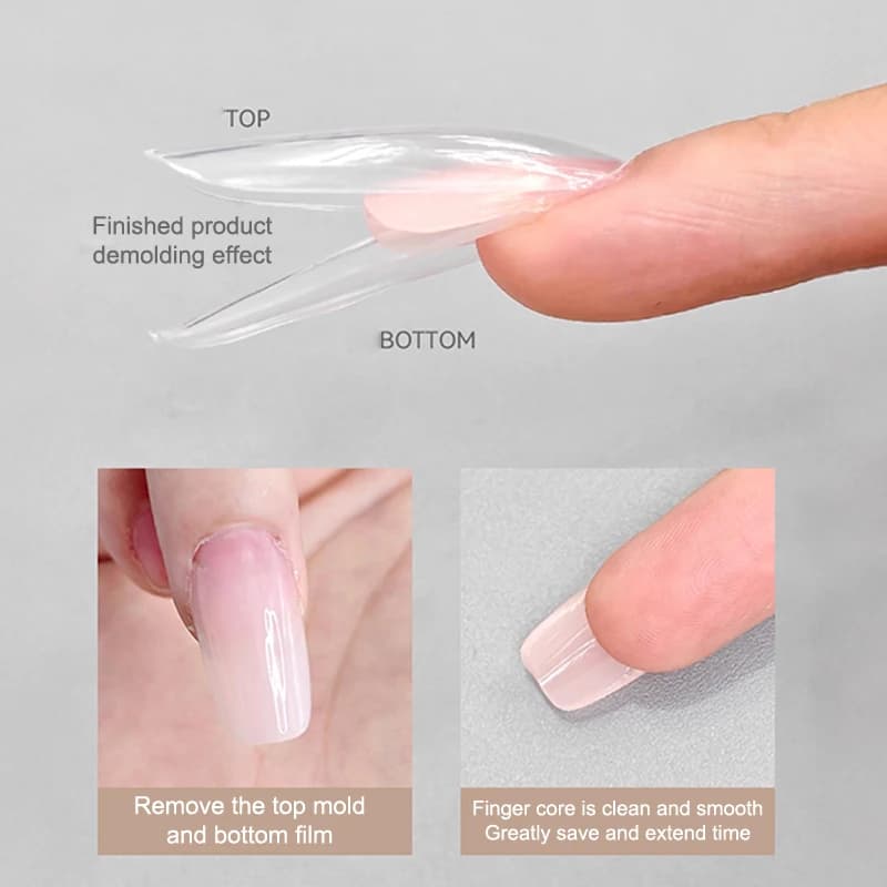 Forme Doppie per Unghie Sandwich 60pz 15 Misure per Estensioni Rapide - Forme Doppie a T Ellisse per Manicure, Stampo Superiore e Stampo Inferiore 3D