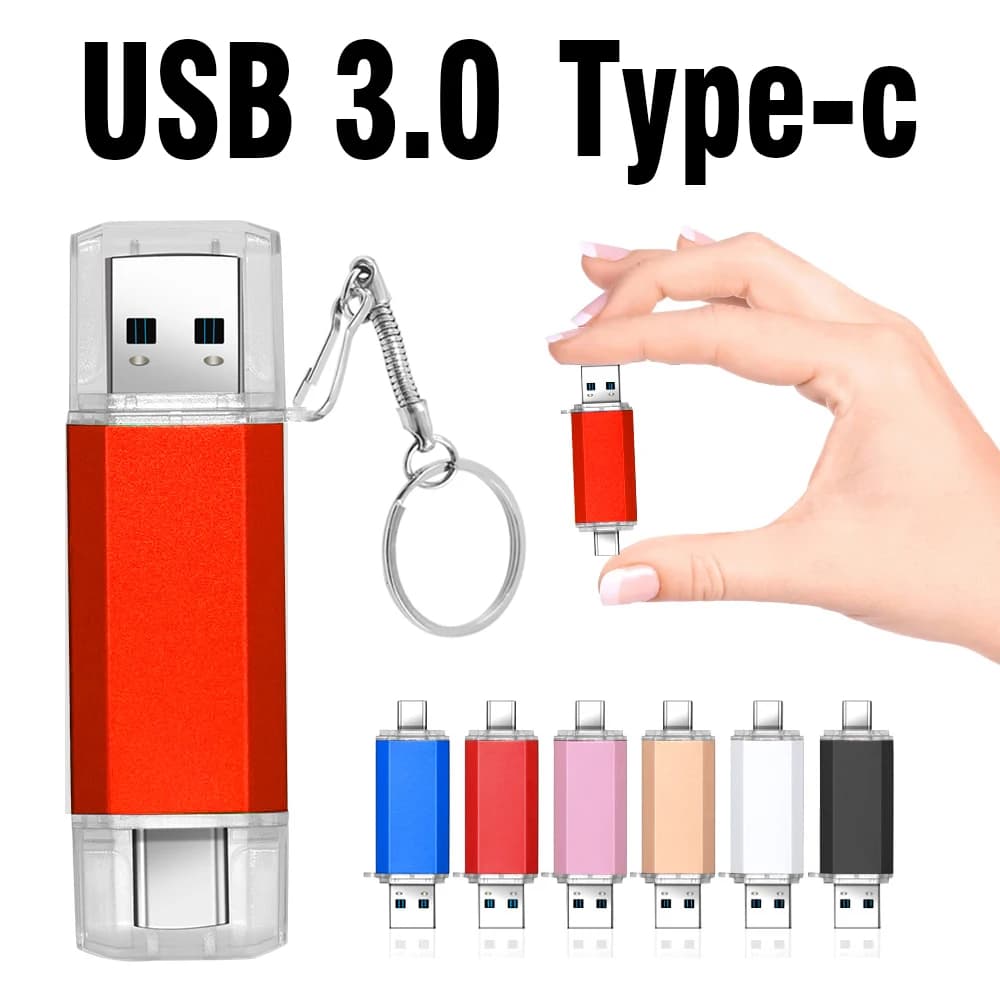 Chiavetta USB 3.0 di tipo C 2IN1 Chiavetta USB 64 GB con logo personalizzato gratuito Pen Drive 32 GB Mini Memory Stick in metallo 16 GB 32 GB per telefono Samsung U Dick