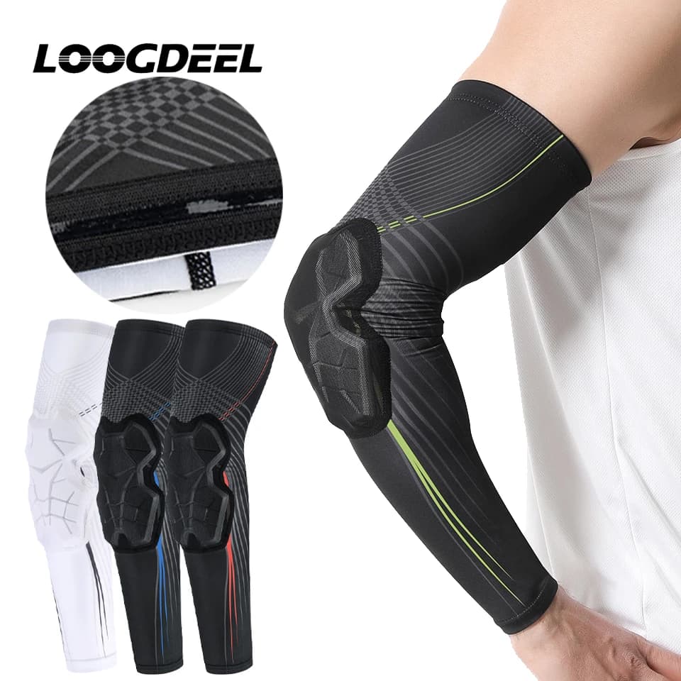 LOOGDEEL 1 PZ Gomitiere sportive antiurto Basket Calcio Bicicletta Supporto per gomito Protezione Manicotti a compressione per esterno