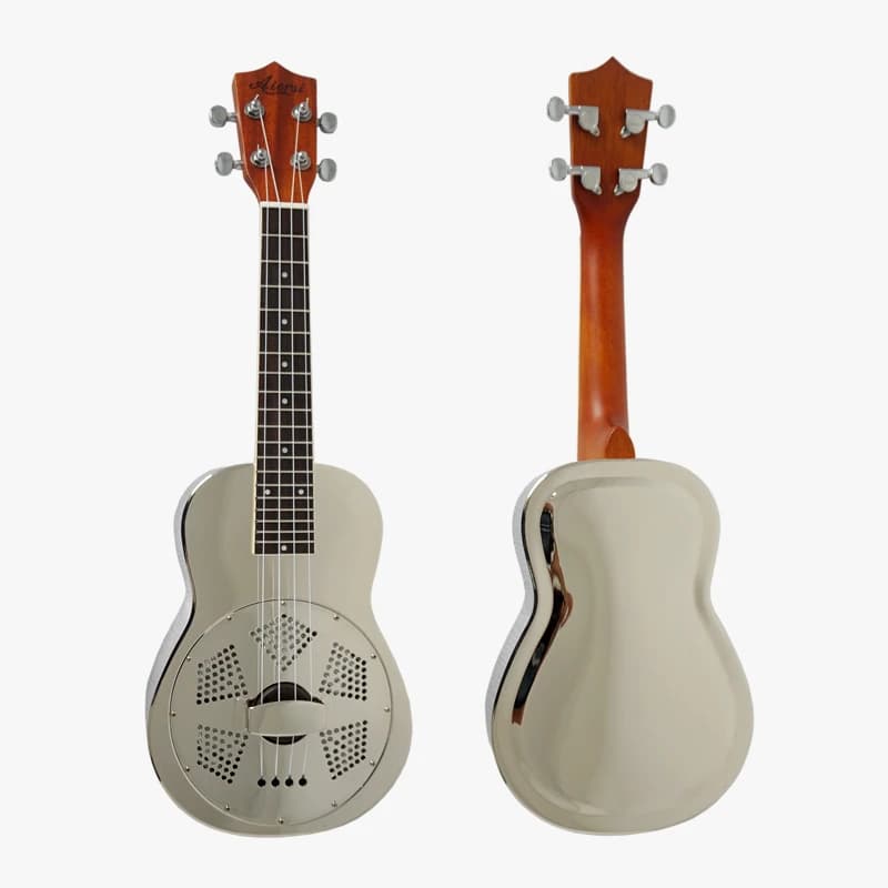 Ukulele 24 Inch Concert Gloss Finishing Brass Body Resonator Hawaii Ukelele Guitar Musical Instrument