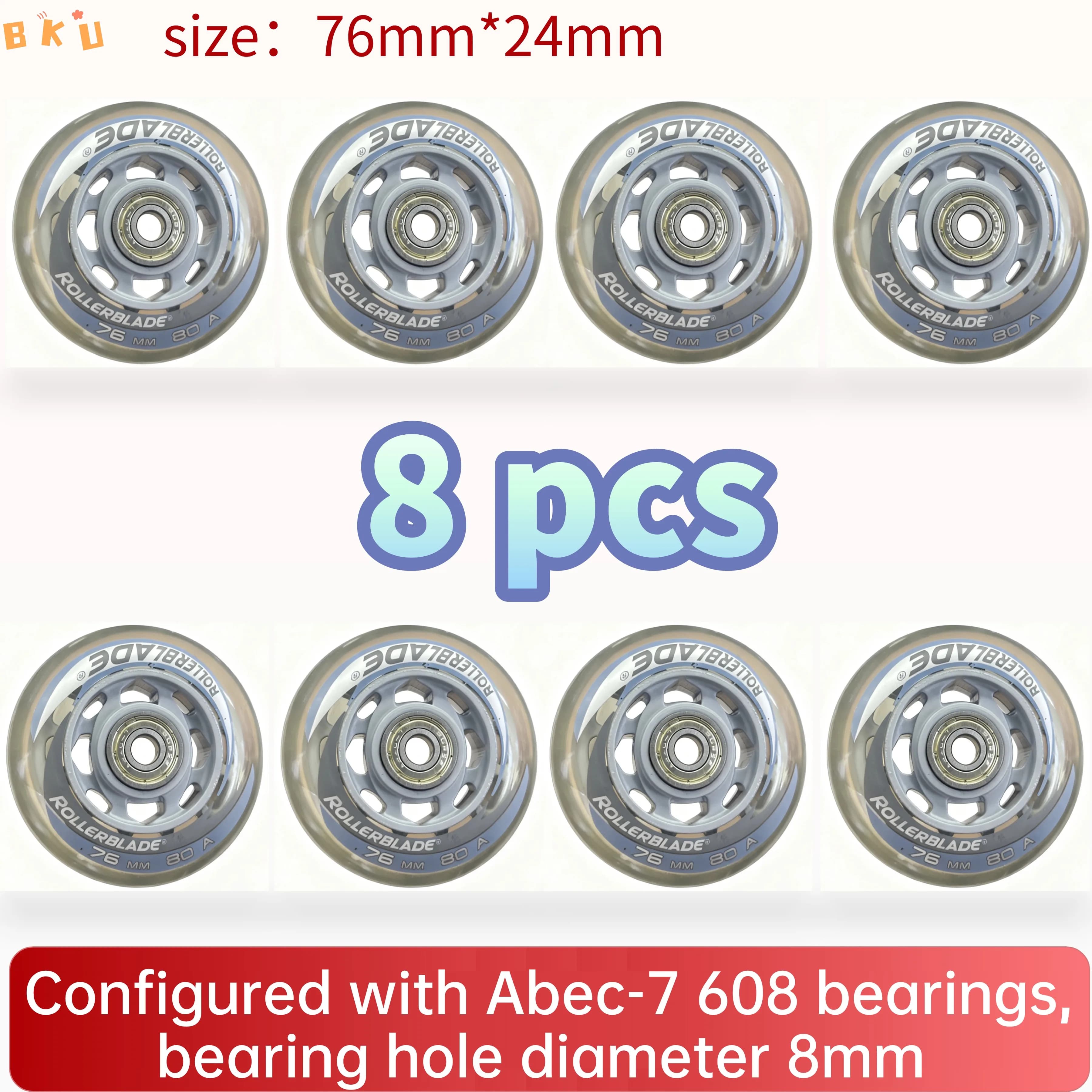 Ruote di ricambio in PU da 8 pezzi 76 mm (3") con cuscinetti ABEC-7, materiale PP+PU adatto per pattini in linea/scooter per bambini/passeggeri/bagagli