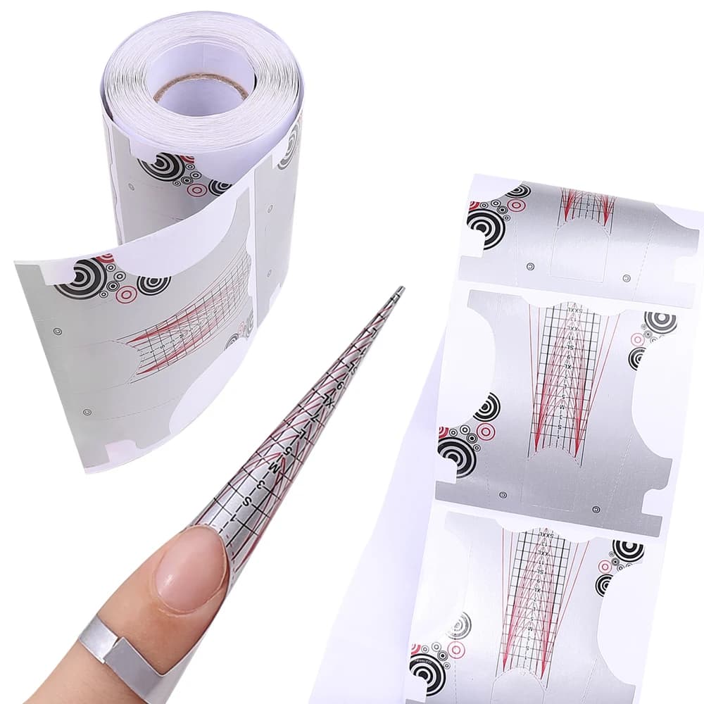 100 Pz/lotto Francese Unghie Forma Consigli Adesivo Per Unghie Estensione Acrilico Gel UV Curva Unghie Finte Strumenti di Arte Guida FAI DA TE Forme Manicure Set