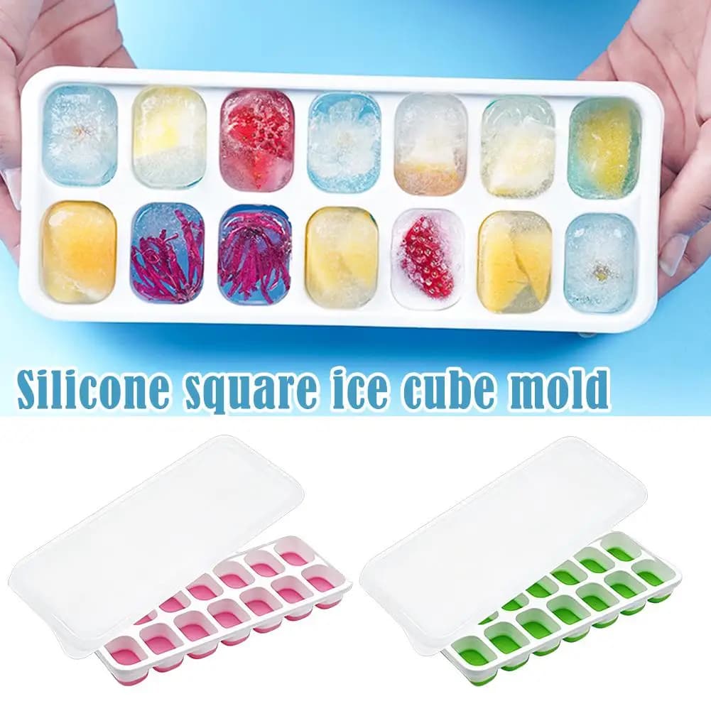 14 Grid Ice Cube Tray Silicone Mold Square Ice Cube Tray Mold Ice Cube Maker Non-toxic Durable Bar Pub Wine Ice Blocks Maker
