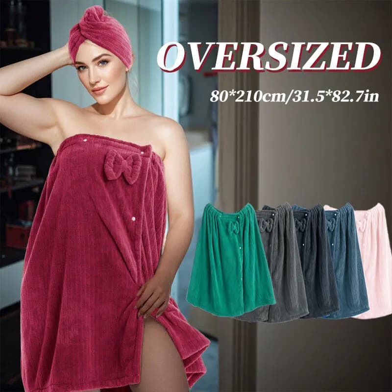 Set da 2 pezzi, set cuffia da bagno per accappatoio a righe extra large, asciugamano di dimensioni extra large, regolabile, adatto per XXXL-XXXXL