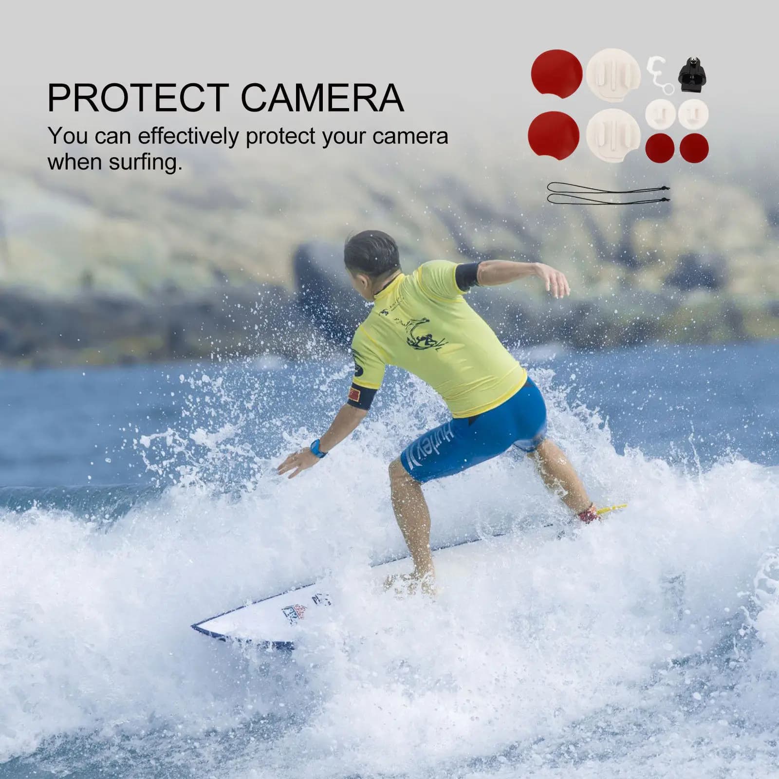 Set Adattatore per Montaggio su Tavola da Surf Resistente alle Intemperie per Action Cam, Perfetto per Surf, Kayak, Paddle e Nautica