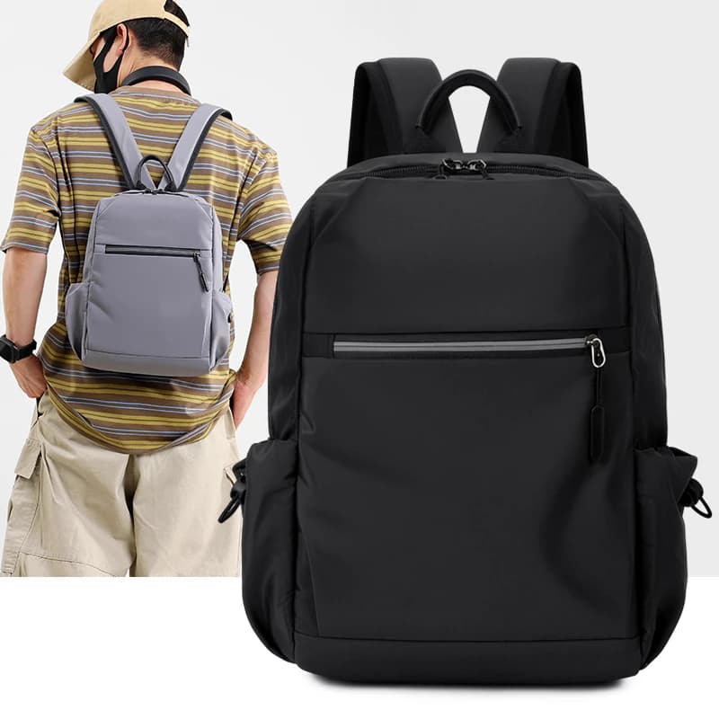 Men Mini Backpack Wearproof Nylon Fabric Multi Compartment Adjustable Straps Front Side Pocket For School Work Daily Errands Use