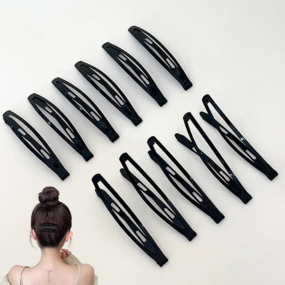 12 Pcs Black Large Metal Hair Snap Clips 2.36 Inch Long Noslip Hair Clips Barrettes for Women and Girls Hair Clips Accessories