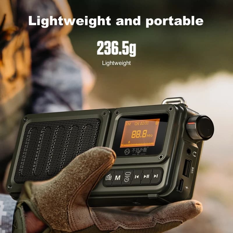 NEW FM Stereo Radio, Lossless Music,TF Card MP3 Bluetooth Playerw with Flashlight Function Small Hi-Fi Subwoofer Speakers