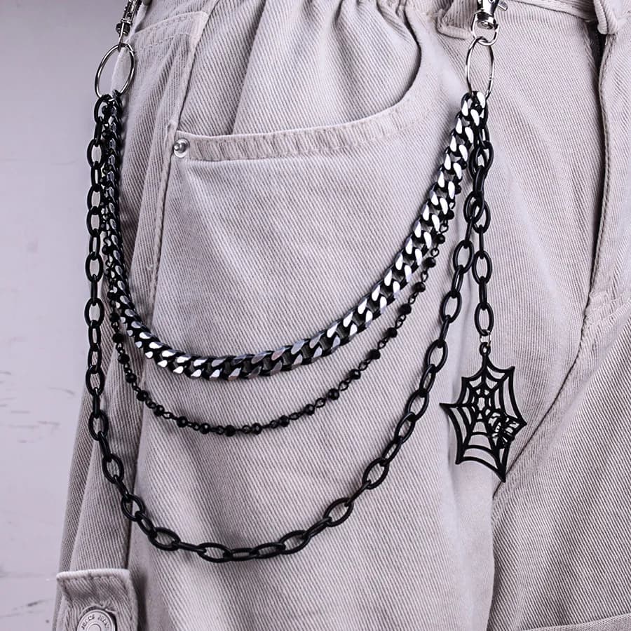 Halloween Spider Web Pants Chain Women Men Pocket Chain Belt Trousers Jeans Chain Jewelry Punk Accessories