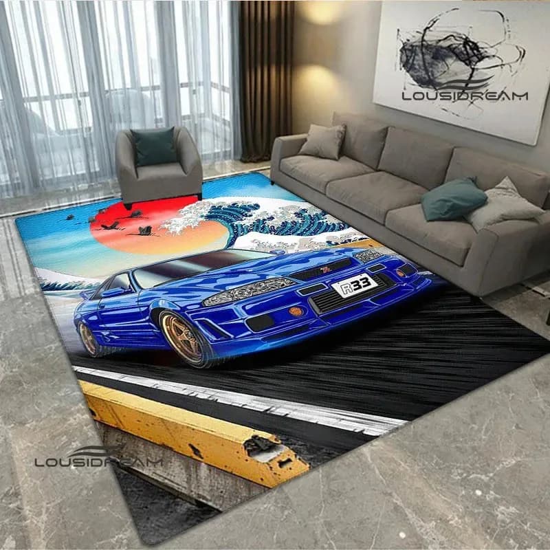 Squisita bandiera GTR modello auto tappeto decorazione camera casa arredamento esterno tappeto da corsa antiscivolo lavabile stile gioco tappetino INS