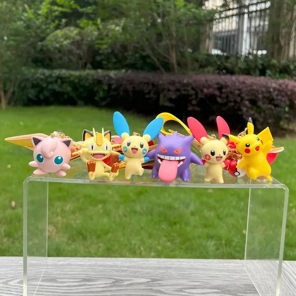 Pokemon Pikachu Gengar Jigglypuff Meowth Plusle Minun portachiavi ciondolo Anime figure PVC giocattoli bambola regalo