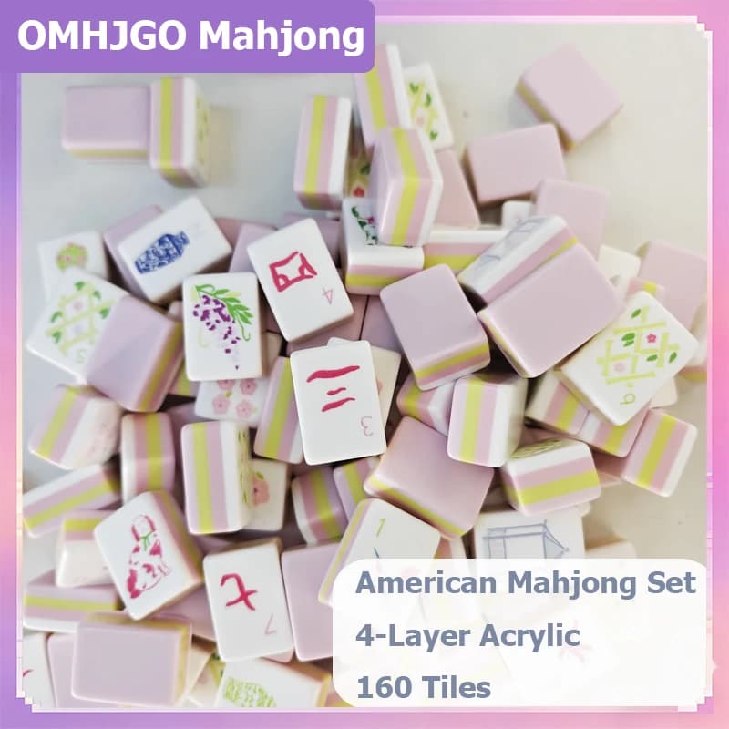 Spedizione Gratuita - Set Mahjong Americano in Acrilico a 4 Strati, 160 Tessere, Viola Chiaro, Portatile, Regalo Sorpresa, Gioco da Tavolo per Interni