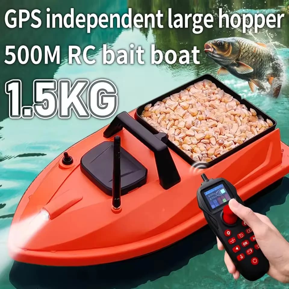 Barca da Pesca GPS con Ecoscandaglio, Portata 500M, Carico 1.5KG, Ancoraggio Elettronico, Controllo di Crociera, Barca RC per Esche, Sport all'Aperto, Pesca