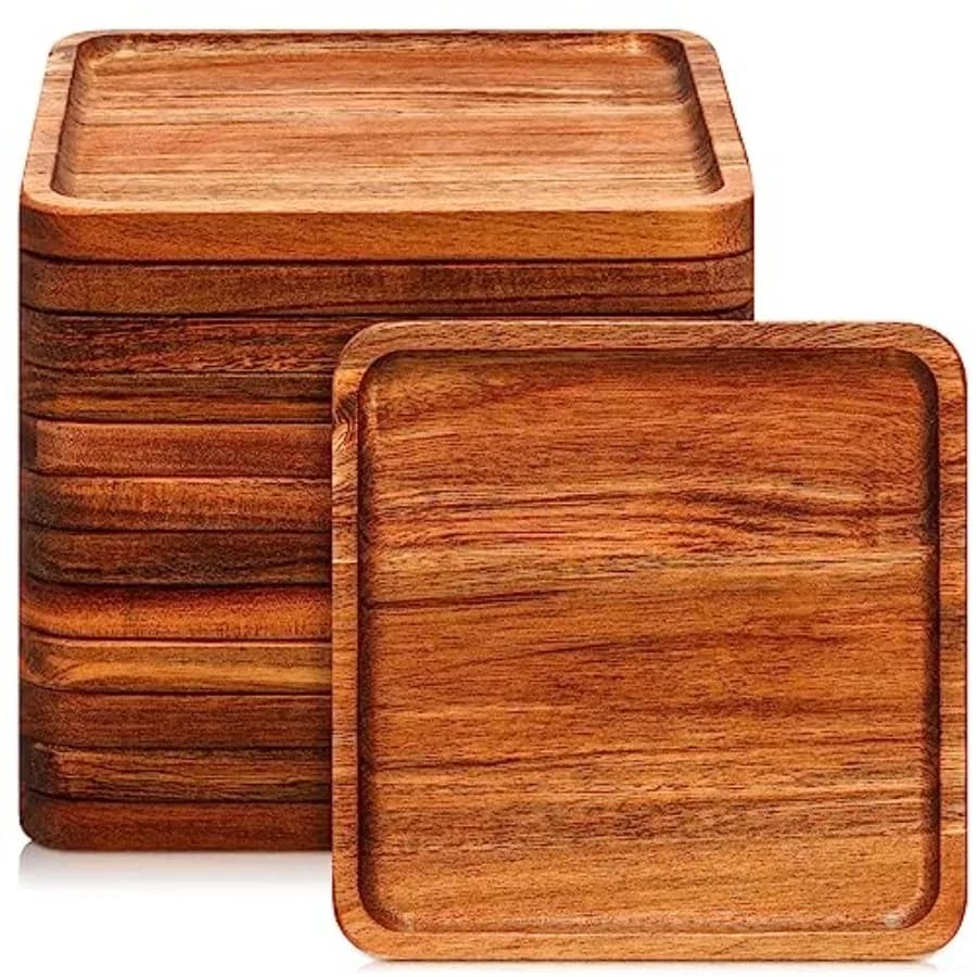 Set di Piatti in Legno Quadrati, Vassoio per Antipasti in Legno di Acacia, Piatto da Portata per Matrimoni, Vassoio da Cucina per Formaggi