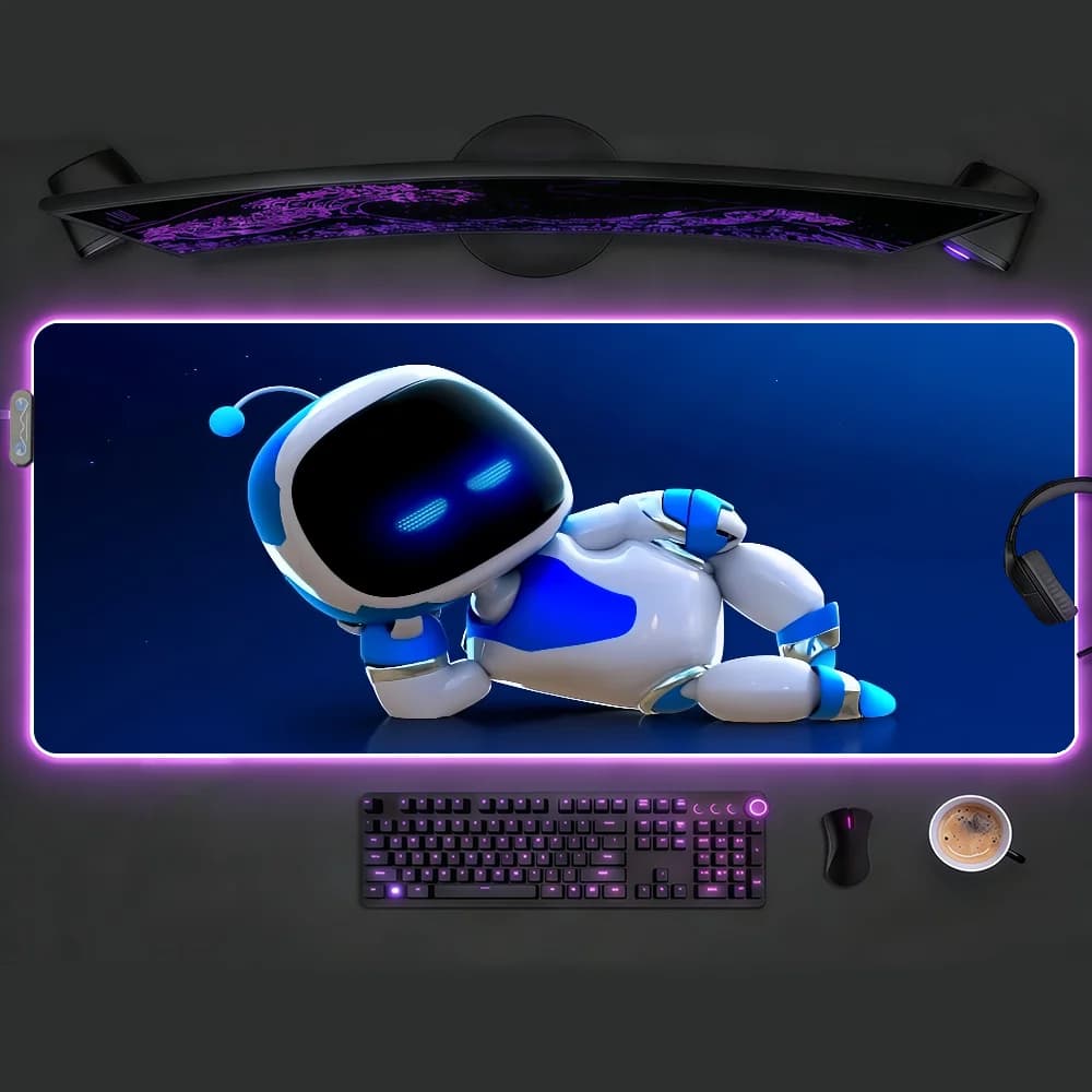 Tappetino per mouse R-Robot-G con luce LED RGB, tastiera da gioco colorata, copertura antiscivolo, superficie impermeabile