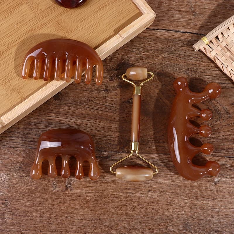 1 pz natural bue horn pocket comb large teeth comb SPA Guasha brush for scalp massage scalp tool for high quality hair care