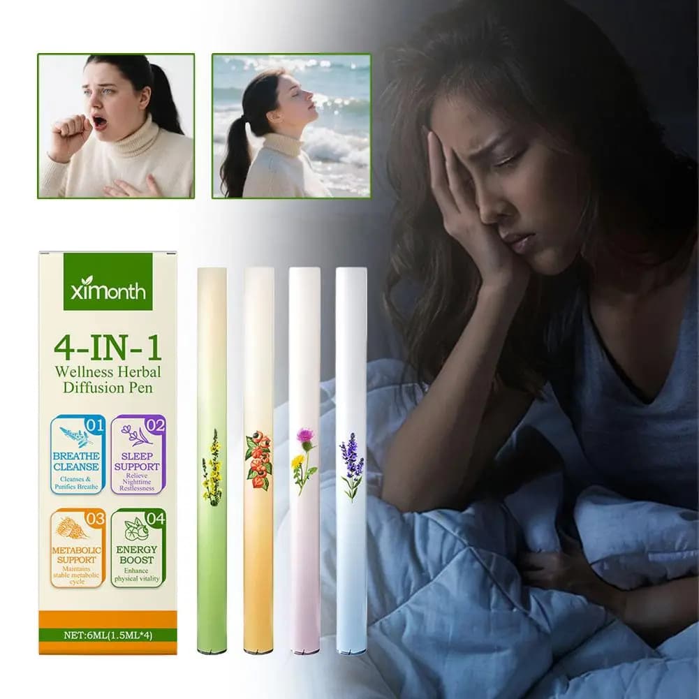 Penna Deodorante 4-in-1: Rilassa i Sensi, Respirazione Chiara, Rinfrescante, Stimolante, Diffusore di Aromaterapia, Penna Purificante per i Polmoni