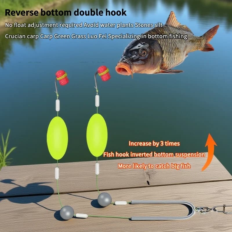 1PC 2 Hooks Fishing Hair Rigs Iseni Hook Barb Carp Fishing Hook Ready-to-Use Size 3#-14# For Carp Rigs Fishing Lure