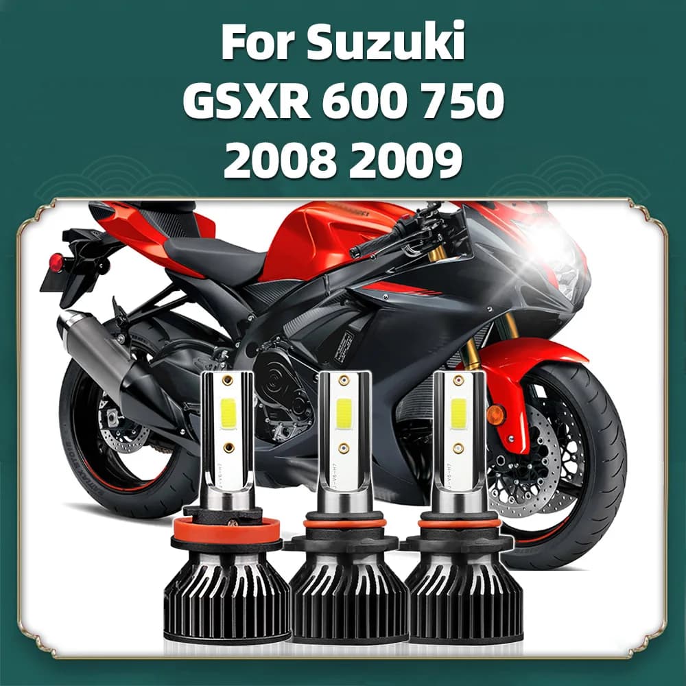 Per Suzuki GSXR 600 750 2008 2009 Moto HB3 9005 H11 LED 3PCS Fari Moto Bike Faro Lampadina 12V Super Luminoso 10000LM