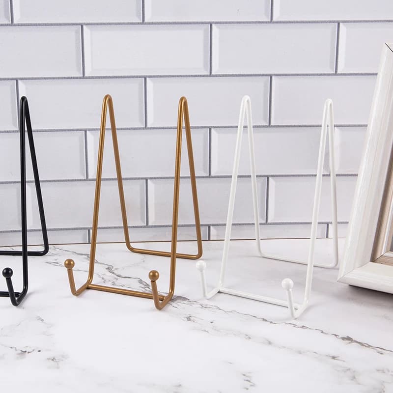 Iron Art Magazine Display Stand Dish Rack Plate Bowl Picture Frame Photo Book Pedestal Holder Ornaments