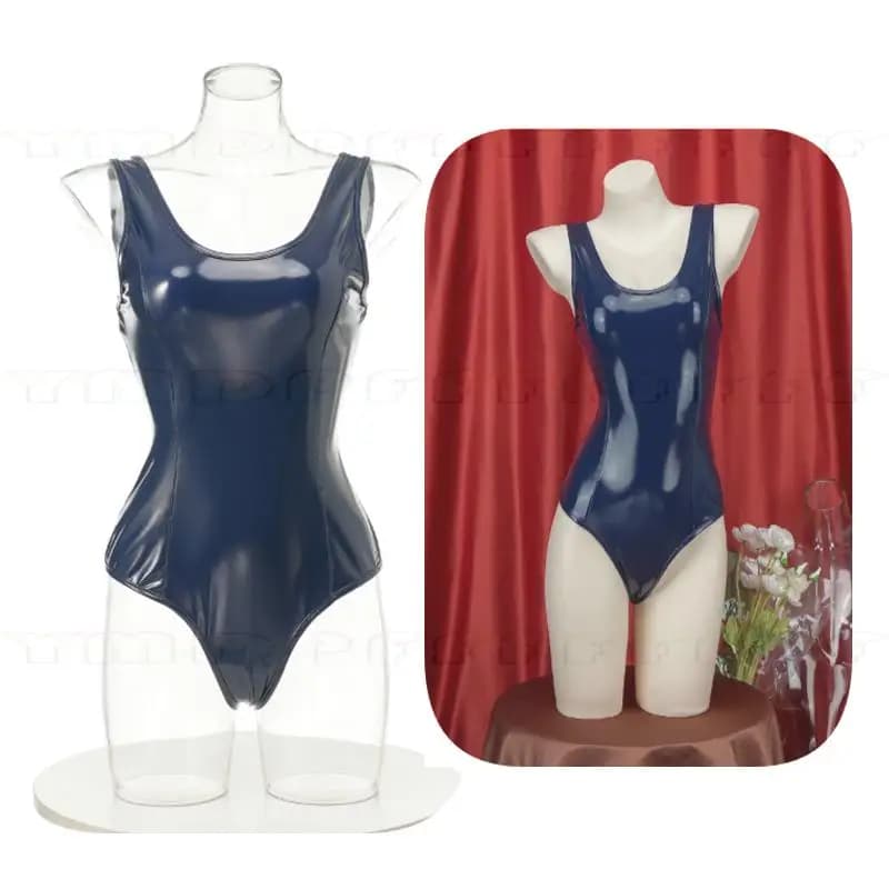Sexy whole swimsuit in shiny patent leather, cosplay style Japanese anime, for schoolgirls