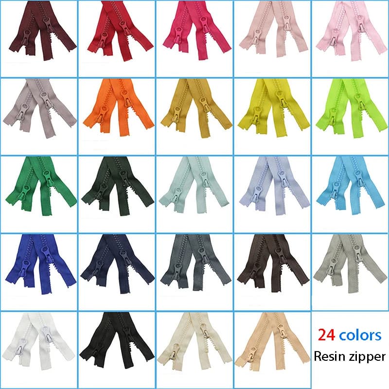 5 # Cerniera in resina 2,5 cm * 40/50/60/70/80/90/100/120 cm 24 colori Cerniera a coda aperta Cucito a mano Accessori per abbigliamento Cerniera per bagagliamento