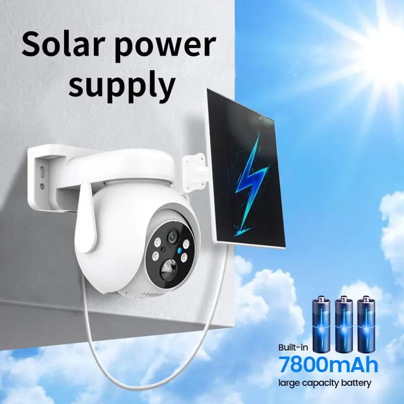 Telecamera IP WiFi Solare 2MP 1080P con App Ubox, Senza Fili, Visione Notturna a Colori, Rilevamento AI Umanoide, Sicurezza Domestica, Monitor per Bambini
