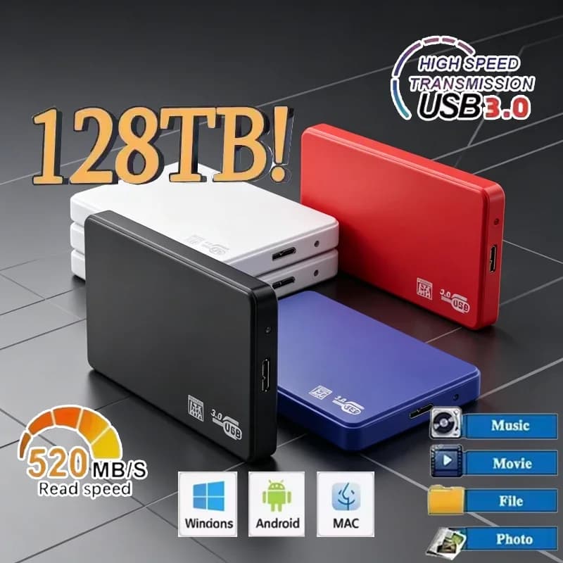 Box esterno per SSD ad alta velocità da 256TB con USB 3.0, custodia mobile per disco rigido con cavo USB in ABS