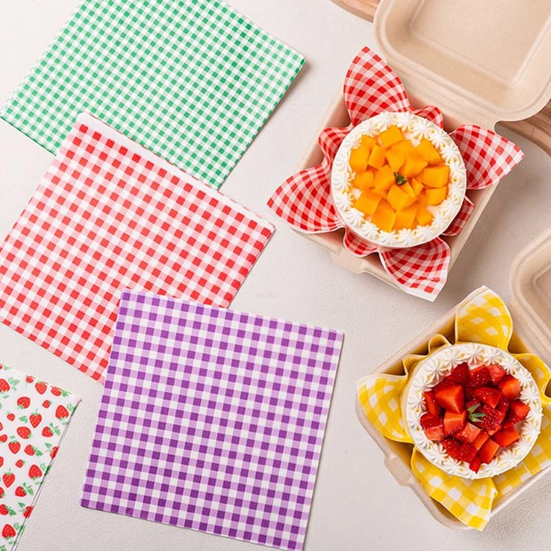 ★▲100Pcs Greaseproof Paper Liners Sandwich Wrapping Paper 7 Colors Wax Paper Sheets For BBQ Picnic Festival Party Fast Food