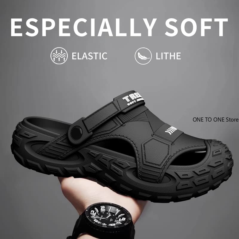 Sandali EVA da uomo per l'estate, con suola spessa e morbida per uso esterno, scarpe da spiaggia per sport casual e scarpe perforate all'ingrosso